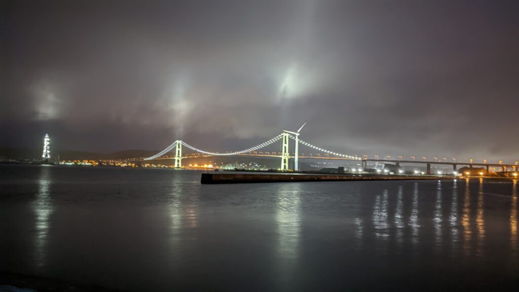 室蘭ロックフィッシュ釣行 白鳥大橋夜景 2022年12月